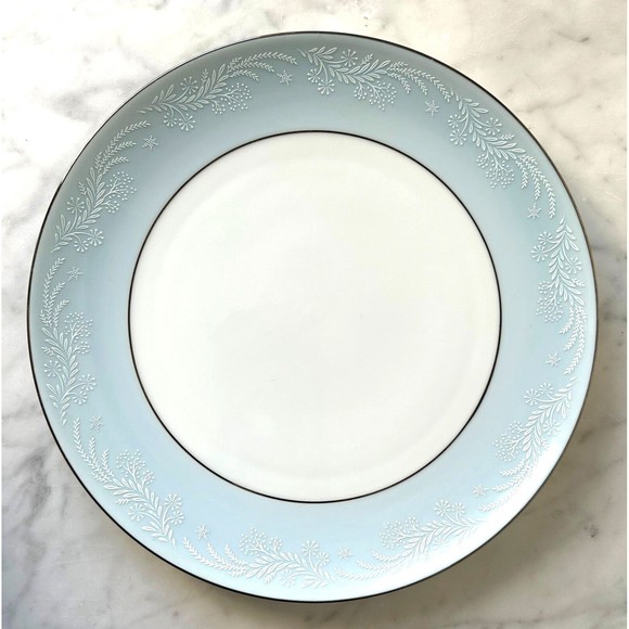 Vintage Noritake China Laureate Japan 5651 Dinner Plate Blue White Floral Silver - Picture 1 of 5